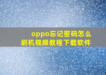 oppo忘记密码怎么刷机视频教程下载软件