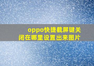 oppo快捷截屏键关闭在哪里设置出来图片