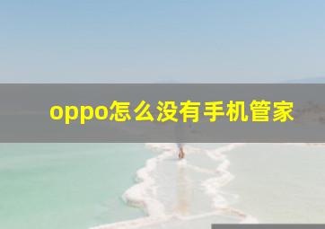 oppo怎么没有手机管家