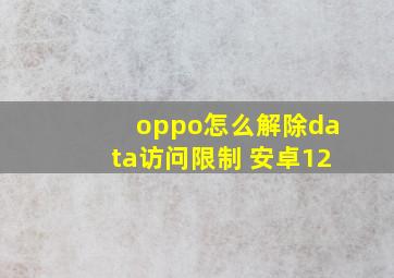 oppo怎么解除data访问限制 安卓12