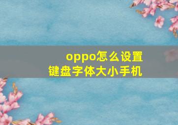 oppo怎么设置键盘字体大小手机