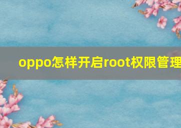 oppo怎样开启root权限管理