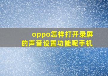 oppo怎样打开录屏的声音设置功能呢手机