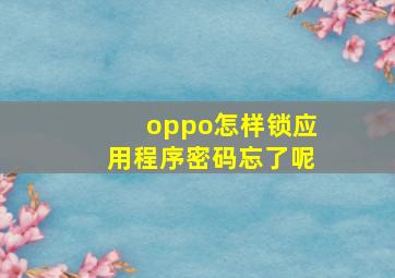 oppo怎样锁应用程序密码忘了呢