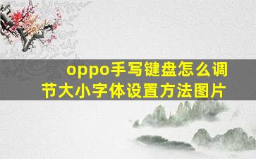 oppo手写键盘怎么调节大小字体设置方法图片