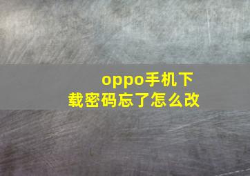 oppo手机下载密码忘了怎么改