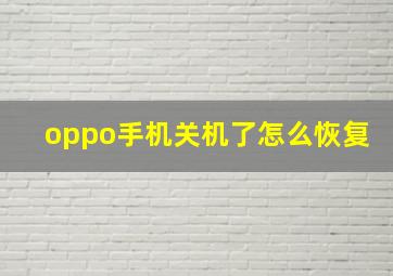 oppo手机关机了怎么恢复