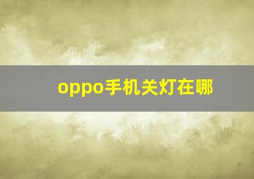 oppo手机关灯在哪