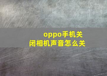 oppo手机关闭相机声音怎么关