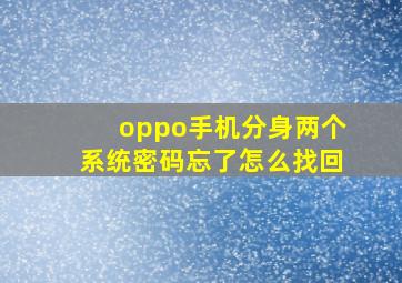 oppo手机分身两个系统密码忘了怎么找回