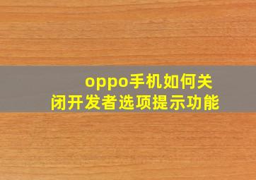 oppo手机如何关闭开发者选项提示功能