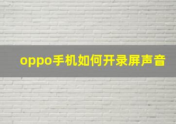 oppo手机如何开录屏声音