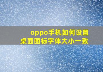 oppo手机如何设置桌面图标字体大小一致