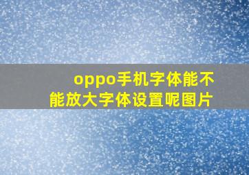 oppo手机字体能不能放大字体设置呢图片