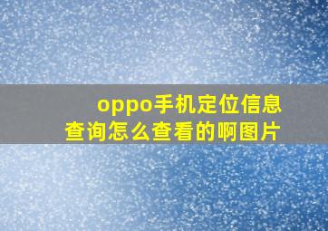 oppo手机定位信息查询怎么查看的啊图片