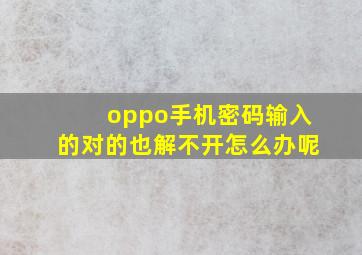 oppo手机密码输入的对的也解不开怎么办呢