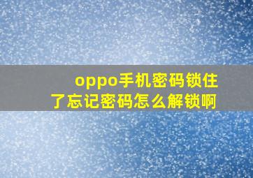 oppo手机密码锁住了忘记密码怎么解锁啊