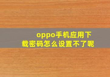 oppo手机应用下载密码怎么设置不了呢