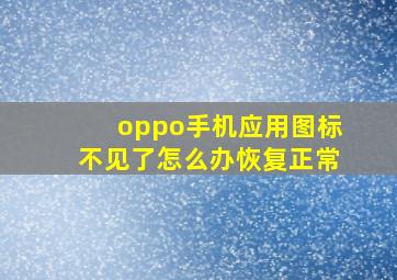 oppo手机应用图标不见了怎么办恢复正常