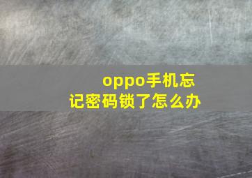 oppo手机忘记密码锁了怎么办