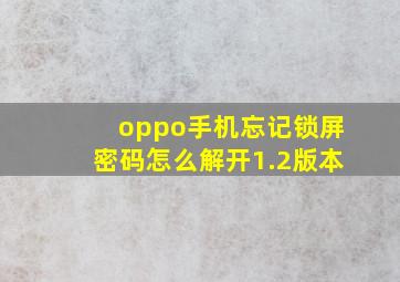 oppo手机忘记锁屏密码怎么解开1.2版本