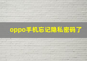 oppo手机忘记隐私密码了