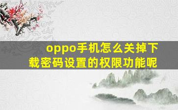 oppo手机怎么关掉下载密码设置的权限功能呢