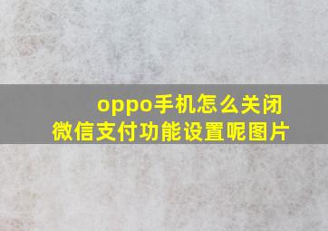 oppo手机怎么关闭微信支付功能设置呢图片