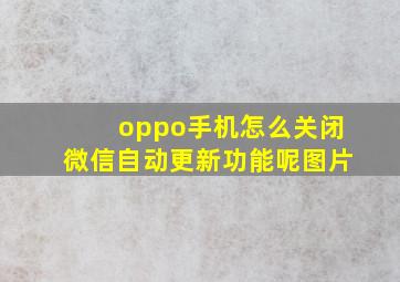 oppo手机怎么关闭微信自动更新功能呢图片