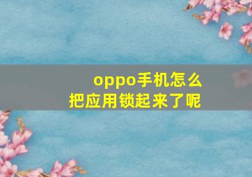 oppo手机怎么把应用锁起来了呢