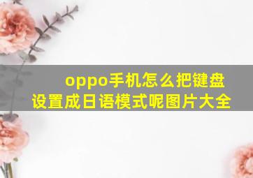 oppo手机怎么把键盘设置成日语模式呢图片大全