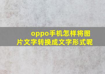 oppo手机怎样将图片文字转换成文字形式呢