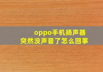 oppo手机扬声器突然没声音了怎么回事