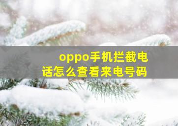 oppo手机拦截电话怎么查看来电号码