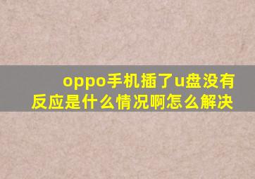 oppo手机插了u盘没有反应是什么情况啊怎么解决