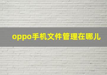 oppo手机文件管理在哪儿