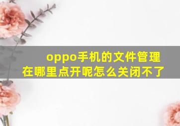 oppo手机的文件管理在哪里点开呢怎么关闭不了