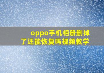 oppo手机相册删掉了还能恢复吗视频教学