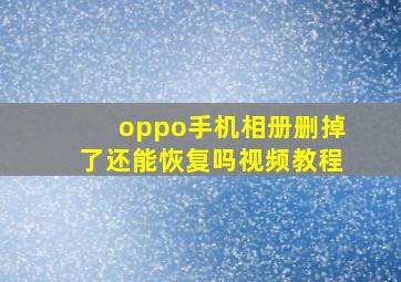 oppo手机相册删掉了还能恢复吗视频教程