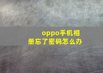 oppo手机相册忘了密码怎么办