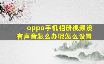 oppo手机相册视频没有声音怎么办呢怎么设置