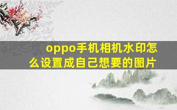 oppo手机相机水印怎么设置成自己想要的图片