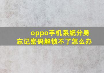 oppo手机系统分身忘记密码解锁不了怎么办