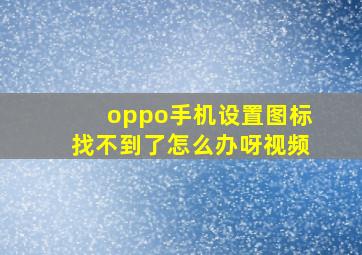 oppo手机设置图标找不到了怎么办呀视频