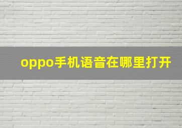 oppo手机语音在哪里打开