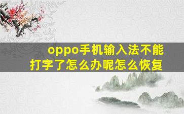 oppo手机输入法不能打字了怎么办呢怎么恢复