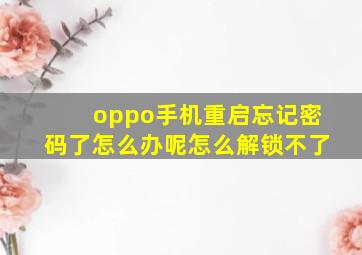 oppo手机重启忘记密码了怎么办呢怎么解锁不了