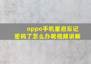 oppo手机重启忘记密码了怎么办呢视频讲解