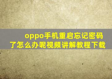 oppo手机重启忘记密码了怎么办呢视频讲解教程下载