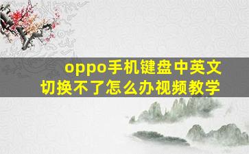 oppo手机键盘中英文切换不了怎么办视频教学